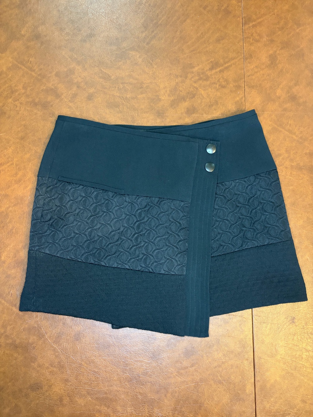CAbi Asymmetrical Black Skirt Textured Wrap Size Small